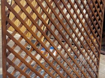Деревяные заборные секции с реек(решеткой) 2х3м, коричневый 7 шт